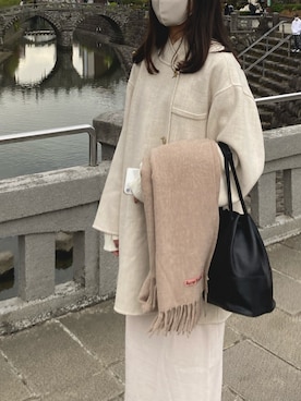 「shopnikoniko（ショップニコニコ）の巾着ショルダーバッグ 巾着型（ショルダーバッグ）」を使った、yuchanさん（レディース・163cm）の秋コーディネート