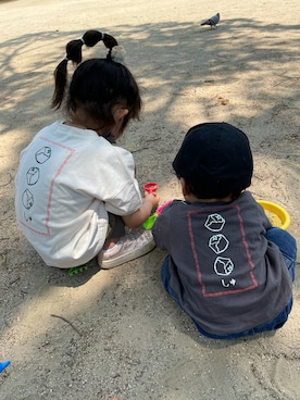 「HOGAN（ホーガン）のアイテム」を使った、あーたん♡さん（キッズ・70cm）の夏コーディネート