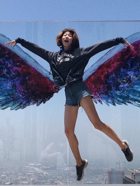 「Abercrombie&Fitch（アバークロンビーアンドフィッチ）のアイテム（パーカー）」を使った、abbさん（レディース・168cm）の夏コーディネート