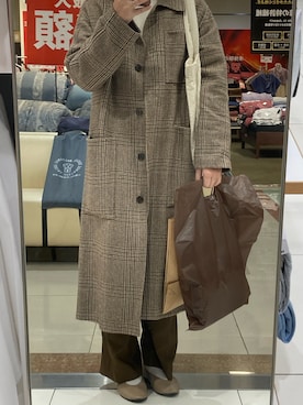 「TODAYFUL（トゥデイフル）のアイテム（ステンカラーコート）」を使った、yunakoさん（レディース・158cm）の冬コーディネート