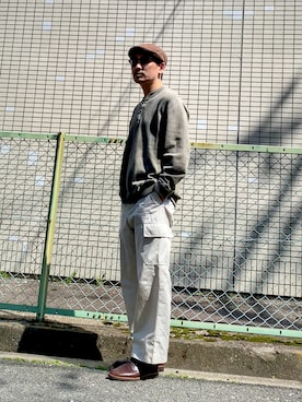 「Eddie Bauer（エディーバウアー）のアイテム（ニット/セーター）」を使った、masaさん（メンズ・176cm）の春コーディネート