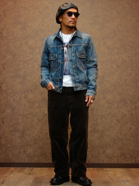 「MINEDENIM（マインデニム）のアイテム（ジャケット/アウター）」を使った、Mojaさん（メンズ・166cm）の秋コーディネート