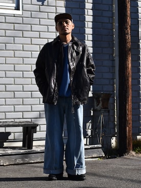 「ISAMU KATAYAMA BACKLASH（イサムカタヤマバックラッシュ）のアイテム（ジャケット/アウター）」を使った、Mojaさん（メンズ・166cm）の冬コーディネート