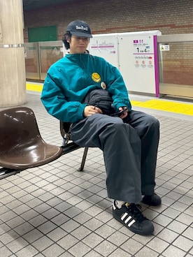 「アイテム（ナイロンジャケット）」を使った、こんにちはさん（メンズ・190cm）の冬コーディネート