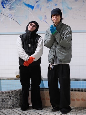 「TEMBEA（テンベア）のアイテム」を使った、mudaiさん（メンズ・190cm）の冬コーディネート