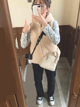「no brand（ノーブランド）のアイテム（その他アウター）」を使った、ももんさん（レディース・157cm）の春コーディネート