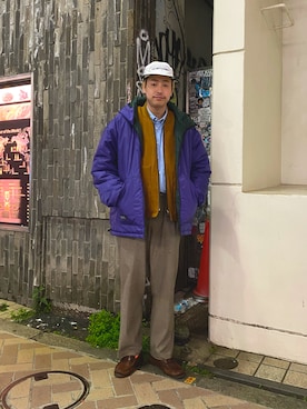 「MANASTASH（マナスタッシュ）のアイテム（ダウンジャケット/コート）」を使った、tenkuluさん（メンズ・174cm）の冬コーディネート