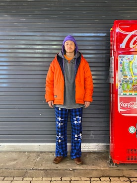 「MANASTASH（マナスタッシュ）のアイテム（ダウンジャケット/コート）」を使った、tenkuluさん（メンズ・174cm）の冬コーディネート