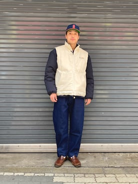「MANASTASH（マナスタッシュ）のアイテム（ダウンジャケット/コート）」を使った、tenkuluさん（メンズ・174cm）の冬コーディネート