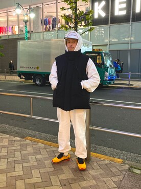 「MANASTASH（マナスタッシュ）のアイテム（レッグウェア）」を使った、tenkuluさん（メンズ・174cm）の冬コーディネート