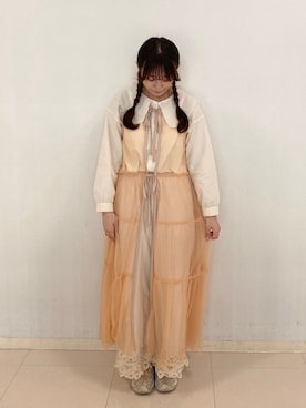 「襟付きトップス」｜「アイテム（ワンピース/ドレス）」を使った、kotoさん（レディース・157cm）の春コーディネート