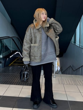 「アイテム（ムートンコート）」を使った、koz▲さん（レディース・160cm）の秋コーディネート