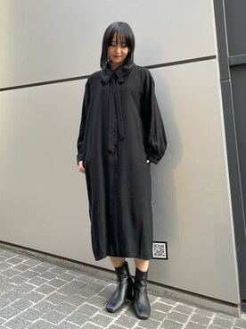 「スクエアトゥ」｜「アイテム（シャツワンピース）」を使った、koz▲さん（レディース・160cm）の冬コーディネート