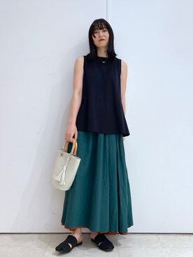 「LAKOLE（ラコレ）のアイテム（かごバッグ）」を使った、koz▲さん（レディース・160cm）の夏コーディネート