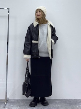 「アイテム（ニットキャップ/ビーニー）」を使った、koz▲さん（レディース・160cm・30代）の秋コーディネート