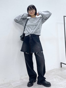 「mysty woman（ミスティウーマン）のアイテム（スウェット）」を使った、koz▲さん（レディース・160cm）の秋コーディネート