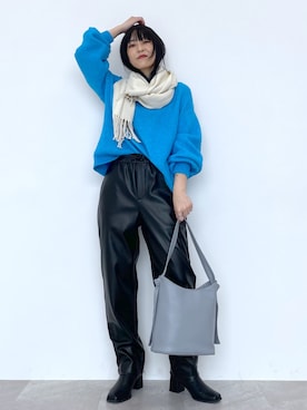 「マフラーコーデ」｜「アイテム（ブーツ）」を使った、koz▲さん（レディース・160cm）の秋コーディネート