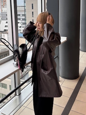 「アイテム（ステンカラーコート）」を使った、koz▲さん（レディース・160cm）の秋コーディネート