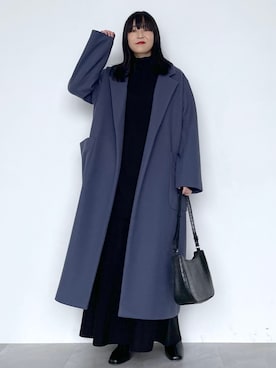 「LAKOLE（ラコレ）のアイテム（チェスターコート）」を使った、koz▲さん（レディース・160cm）の冬コーディネート