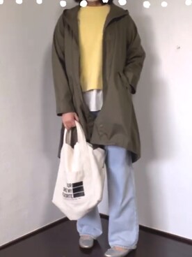 「earth music&ecology（アースミュージックアンドエコロジー）のアイテム（ミリタリージャケット）」を使った、tomoさん（レディース・162cm）の春コーディネート