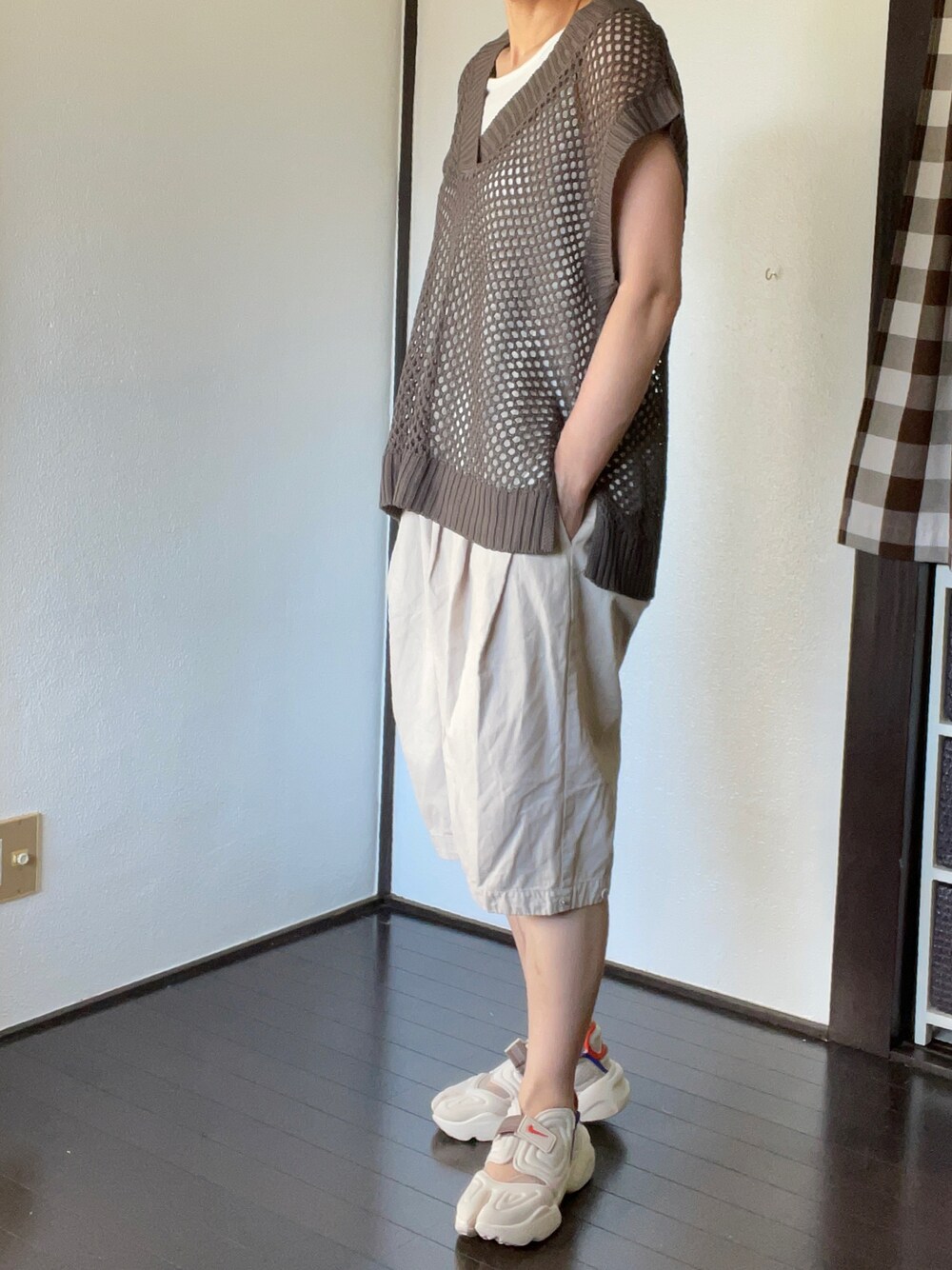 「ハーフパンツ、ナイキ、シアー」｜「Availのアイテム（トップス、ブラウン系）」を使った、tomoさん（レディース・162cm）の夏コーディネートの1枚目の写真