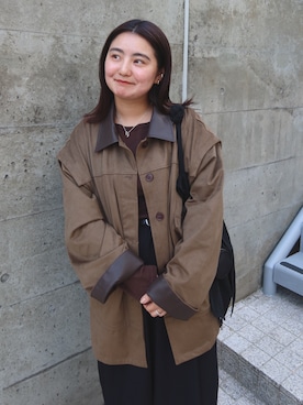 「アイテム（カバーオール）」を使った、a ya me、 さん（レディース・155cm）の秋コーディネート