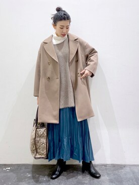 「BAYFLOW(BAYFLOW)」｜「アイテム（チェスターコート）」を使った、yukiさん（レディース・165cm）の秋コーディネート