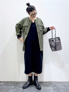 「BAYFLOW(BAYFLOW)」｜「アイテム（ミリタリージャケット）」を使った、yukiさん（レディース・165cm）の秋コーディネート