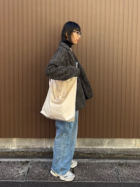 「トートバッグ」｜「アイテム（つなぎ/オールインワン）」を使った、yukiさん（レディース・165cm）の冬コーディネート