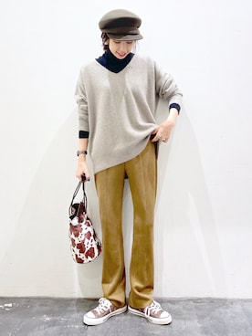 「BAYFLOW(BAYFLOW)」｜「アイテム（キャスケット）」を使った、yukiさん（レディース・165cm）の秋コーディネート