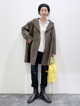 「BAYFLOW(BAYFLOW)」｜「アイテム（チェスターコート）」を使った、yukiさん（レディース・165cm）の秋コーディネート