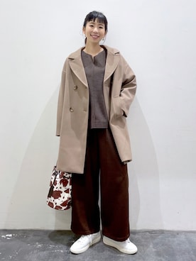 「BAYFLOW(BAYFLOW)」｜「アイテム（チェスターコート）」を使った、yukiさん（レディース・165cm）の冬コーディネート