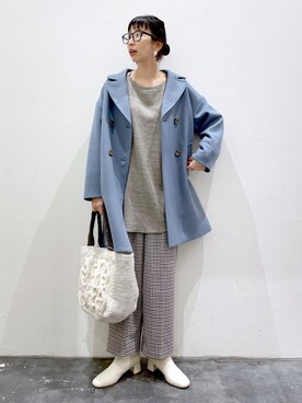 「BAYFLOW(BAYFLOW)」｜「アイテム（チェスターコート）」を使った、yukiさん（レディース・165cm）の冬コーディネート