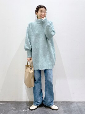 「ロングニット」｜「アイテム（その他）」を使った、yukiさん（レディース・165cm）の冬コーディネート