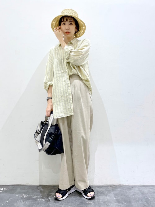 R N様 リクエスト 2点 まとめ商品 GU(ジーユー)の「リネンブレンドワイドパンツ(ストライプ)」 - PARTE