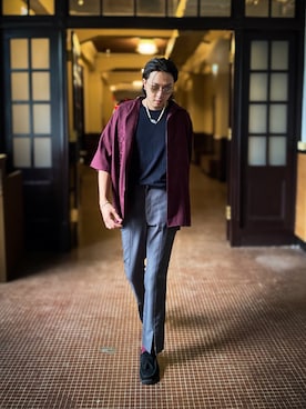 「plain-me（プレインミー）のアイテム（シューズ）」を使った、Rennieさん（メンズ・180cm）の秋コーディネート