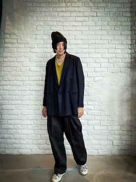 「HAVERSACK（ハバーザック）のアイテム（テーラードジャケット）」を使った、Rennieさん（メンズ・180cm）の秋コーディネート