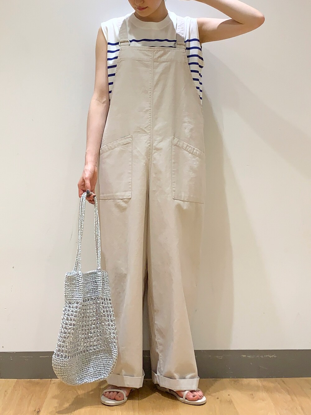 専用 美品 かぐれ コットンサロペット グレージュ 中古・古着通販】かぐれ (カグレ) オーバーダイコットン