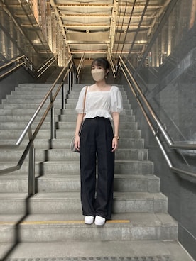 「FOSSIL（フォッシル）のアイテム（ショルダーバッグ）」を使った、Aiko, Tsengさん（レディース・159cm）の夏コーディネート