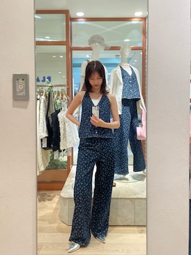 「アイテム（セットアップ）」を使った、滝彩乃さん（レディース・173cm）の春コーディネート