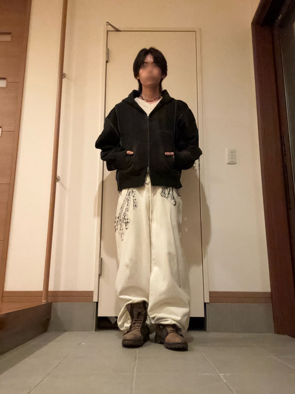 GRANCY】Triple Zip Design Dirty Hoodie / トリプルジップデザイン