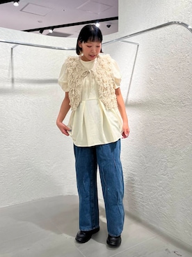 「骨格ストレート」｜「KBF（ケイビーエフ）のアイテム（ニット/セーター）」を使った、藤井さん。さん（レディース・164cm）の夏コーディネート