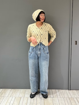 「アイテム（ニットキャップ/ビーニー、ホワイト系）」を使った、藤井さん。さん（レディース・164cm）の冬コーディネート