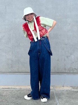 「kbf_ootd」｜「アイテム（サロペット/オーバーオール）」を使った、藤井さん。さん（レディース・165cm）の夏コーディネート