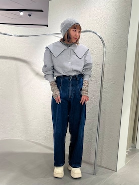 「アイテム（ニットキャップ/ビーニー、シルバー系）」を使った、藤井さん。さん（レディース・164cm）の冬コーディネート