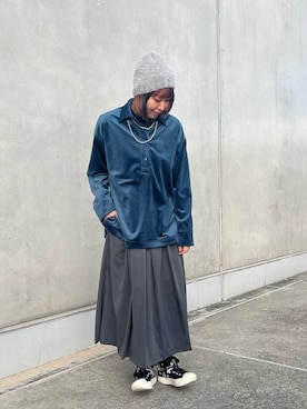 「アイテム（ニットキャップ/ビーニー、シルバー系）」を使った、藤井さん。さん（レディース・164cm）の冬コーディネート