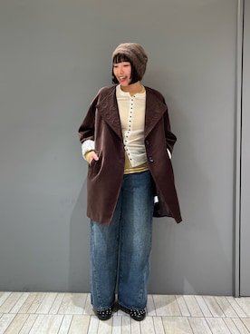 「ベロア」｜「アイテム（帽子）」を使った、藤井さん。さん（レディース・164cm）の秋コーディネート