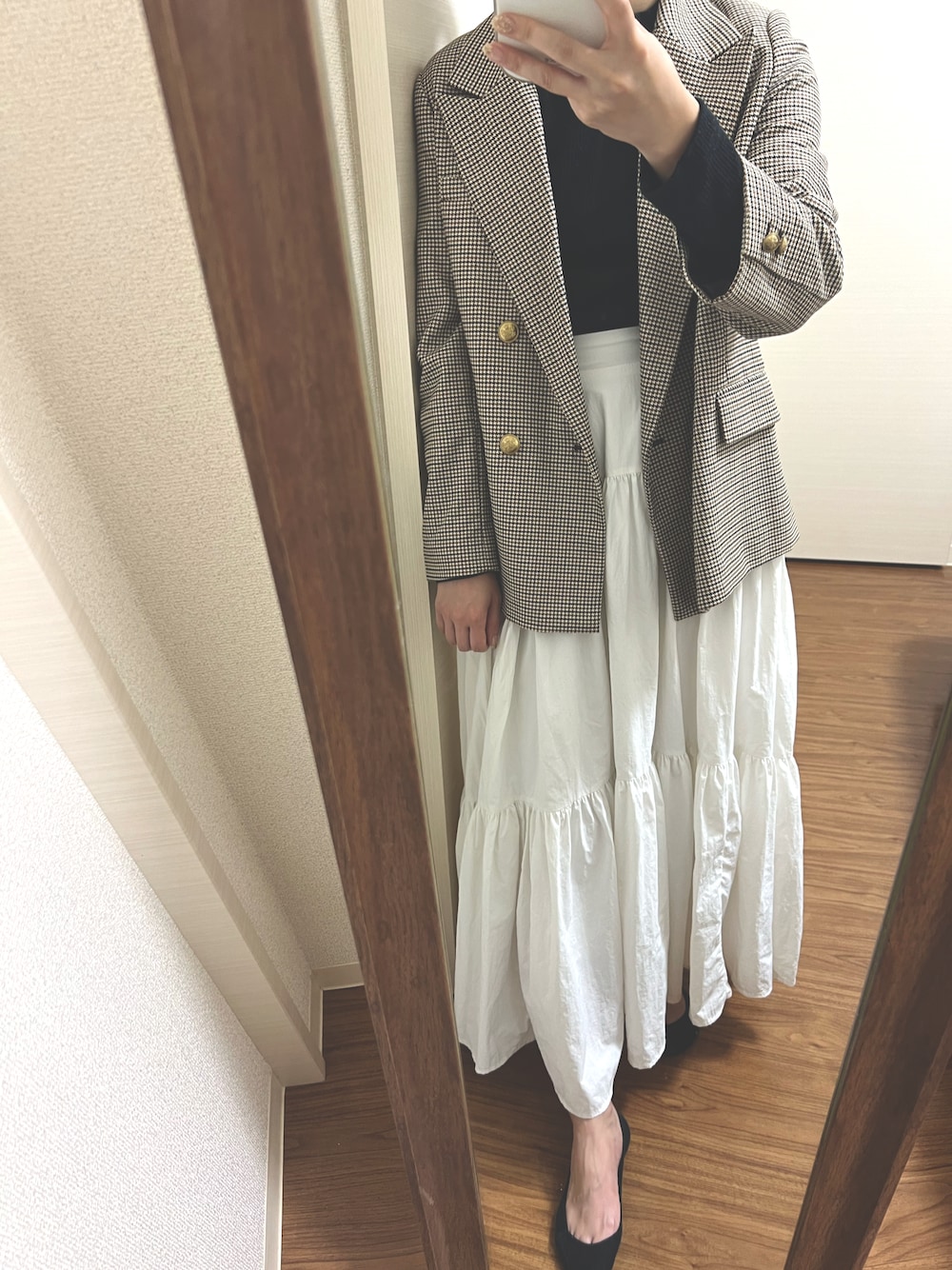 Mila Owen（ミラオーウェン）の「金釦2サイズチェックダブルブレザー