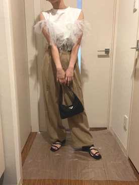 「アイテム（スラックス）」を使った、muuu95さん（レディース・153cm）の夏コーディネート
