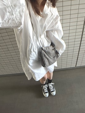 「アイテム（ワンピース/ドレス、ホワイト系）」を使った、muuu95さん（レディース・153cm）の春コーディネート